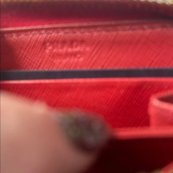Prada Red Saffiano Leather wallet with Gold Accents - Picture 4 of 8